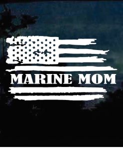 Marine Mom Weathered Flag Window Decal Sticker