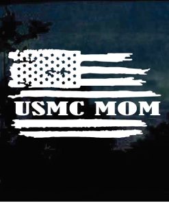 USMC Mom Weathered Flag Window Decal Sticker