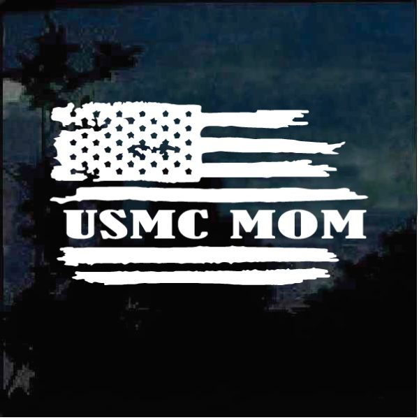 USMC Mom Weathered Flag Window Decal Sticker