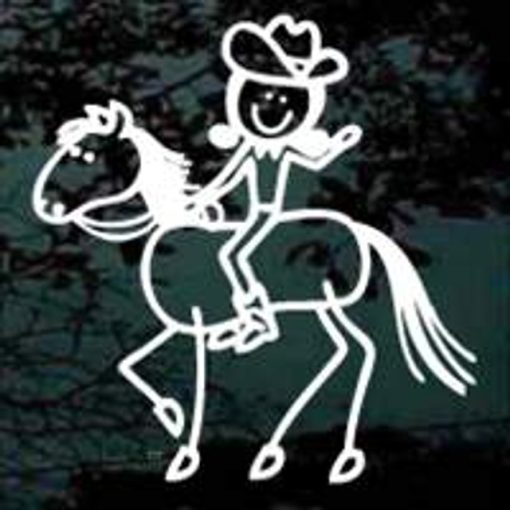 Horse cowgirl stick figure decal sticker