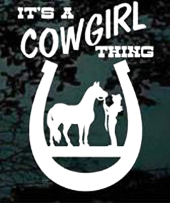 Cowgirl horse horseshoe decal sticker