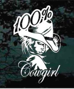100 percent cowgirl decal sticker