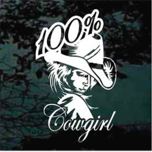 100 percent cowgirl decal sticker