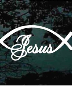 Christian Jesus Fish Script Decal Sticker