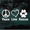 Peace Love Rescue Dog Decal Sticker