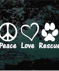 Peace Love Rescue Dog Decal Sticker