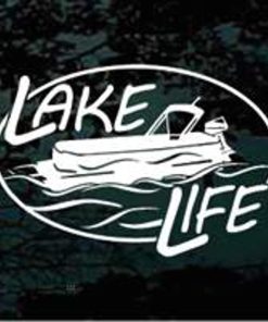Lake Life Pontoon Boat on water decal sticker