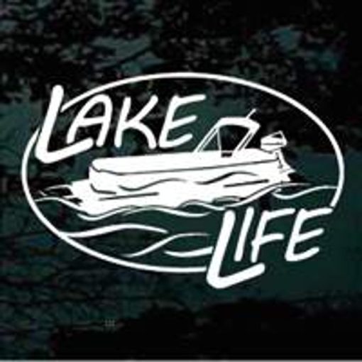 Lake Life Pontoon Boat on water decal sticker