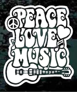 Peace love and music guitar - Band Sticker