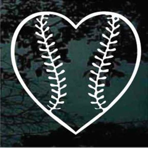 Softball Baseball Heart stitches decal sticker