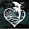 Dolphins jumping heart sunset window decal Sticker