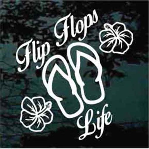 Flip Flop Life hibiscus decal sticker