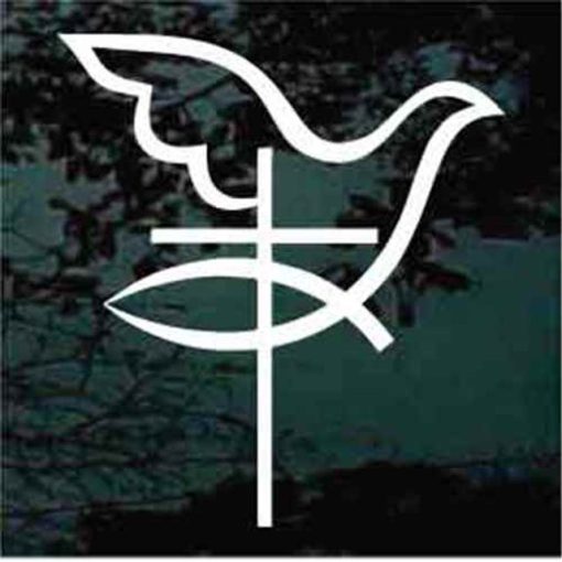 Christian Dove and Cross Decal Sticker