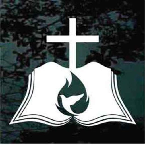 Christian cross Bible Flame Decal Sticker
