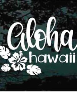 Aloha Hawaii hibiscus flower decal sticker