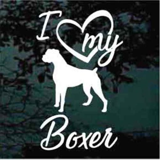 Love My Boxer Dog Decal Sticker