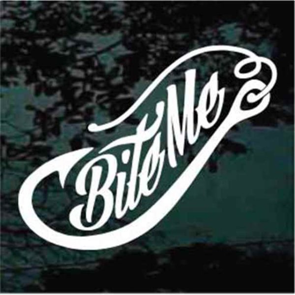 Bite me fish hook fishing decal sticker