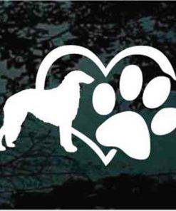 Borzoi Heart Paw Dog Decal Sticker