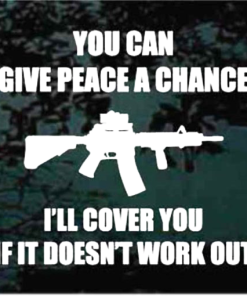 Give peace a chance will cover you 2nd Amendment Window decal sticker
