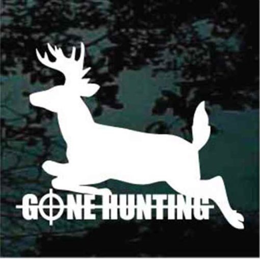 Gone hunting running deer decal sticker
