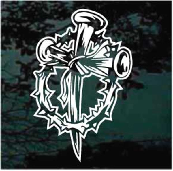 3 nails Cross Crown of thorns Decal Sticker