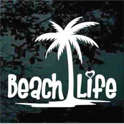 Beach life palm tree decal sticker