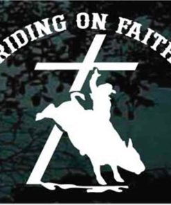 Riding on Faith Bull rider decal sticker