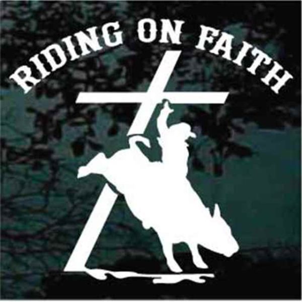 Riding on Faith Bull rider decal sticker