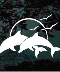 Dolphin sunset window decal Sticker