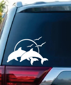 Dolphin sunset window decal Sticker