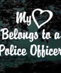 My heart belongs to a police officer decal sticker