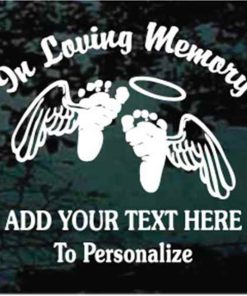 In Loving memory child feet angel wings decal sticker