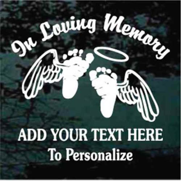 In Loving memory child feet angel wings decal sticker