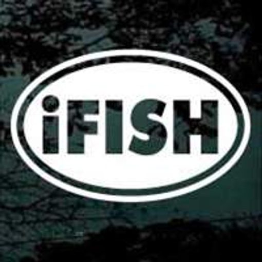 I Fish Fishing oval decal sticker