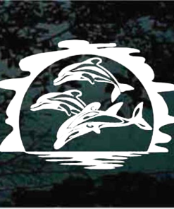 Dolphins Jumping sunset window decal Sticker