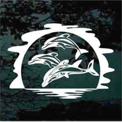 Dolphins Jumping sunset decal sticker