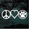 Peace Love Dogs Paw Print Decal Sticker