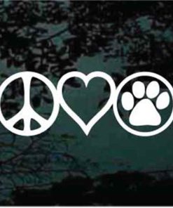 Peace Love Dogs Paw Print Decal Sticker
