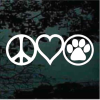 Peace Love Dogs Paw Print Decal Sticker