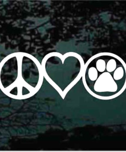 Peace Love Dogs Paw Print Decal Sticker