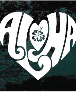 Aloha Heart hibiscus Decal Sticker