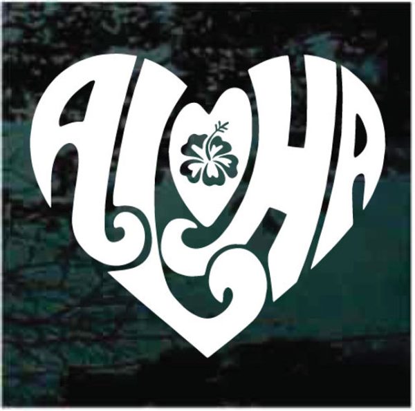 Aloha Heart hibiscus decal sticker