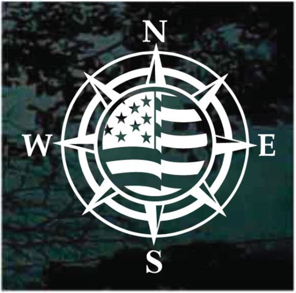 American Flag Compass decal sticker