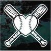 Softball Baseball crossed bats heart decal sticker