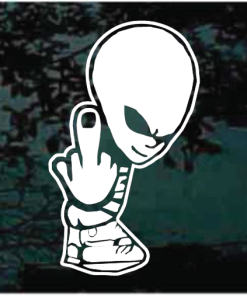 Alien Flip off finger window decal Sticker