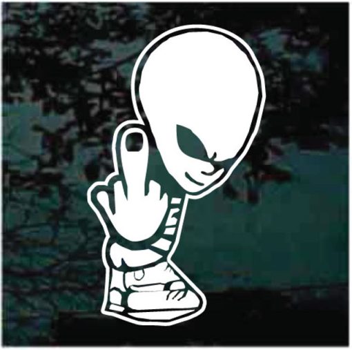 Alien Flip off finger decal sticker