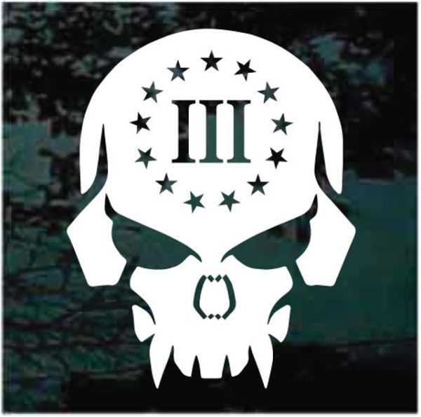 3 percenter skull gun rights decal sticker