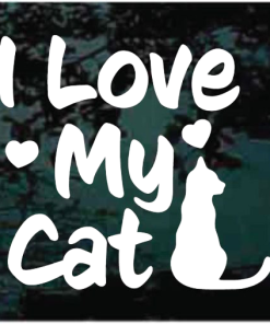 I love my cat hearts cat decal Sticker