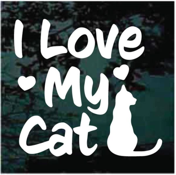I love my cat hearts cat decal sticker