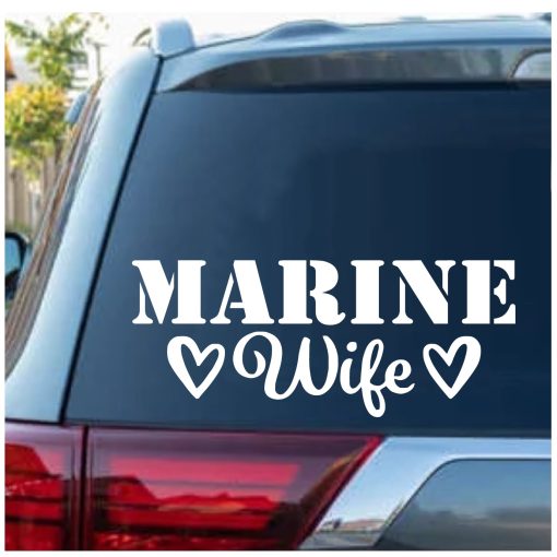 Marine Wife Heart Decal Sticker